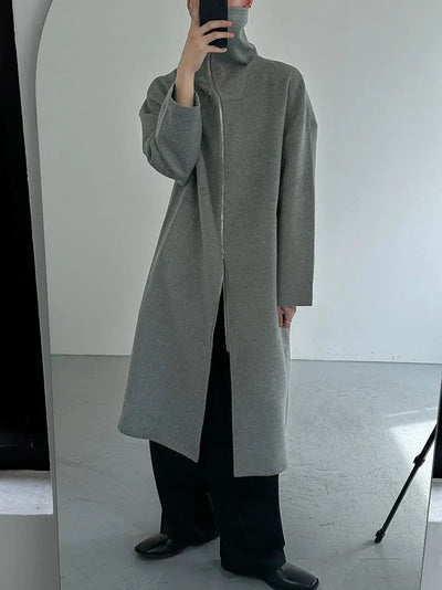 Zhou Two Zipper Ends Classic Long Coat-korean-fashion-Long Coat-Zhou's Closet-OH Garments