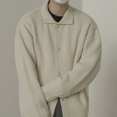 Zhou Vertical Pit Stripes Knit Jacket-korean-fashion-Jacket-Zhou's Closet-OH Garments