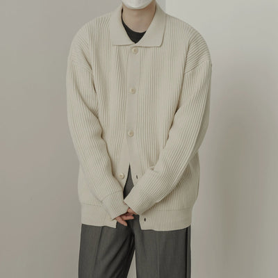 Zhou Vertical Pit Stripes Knit Jacket-korean-fashion-Jacket-Zhou's Closet-OH Garments