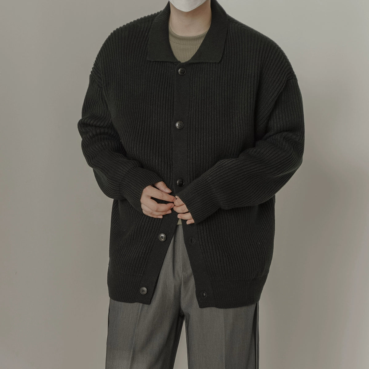 Zhou Vertical Pit Stripes Knit Jacket-korean-fashion-Jacket-Zhou's Closet-OH Garments