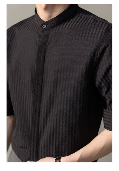 Zhou Vertical Stripes Slim Fit Shirt-korean-fashion-Shirt-Zhou's Closet-OH Garments