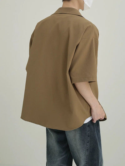 Zhou Vertical Stripes Textured Flannel Shirt-korean-fashion-Shirt-Zhou's Closet-OH Garments
