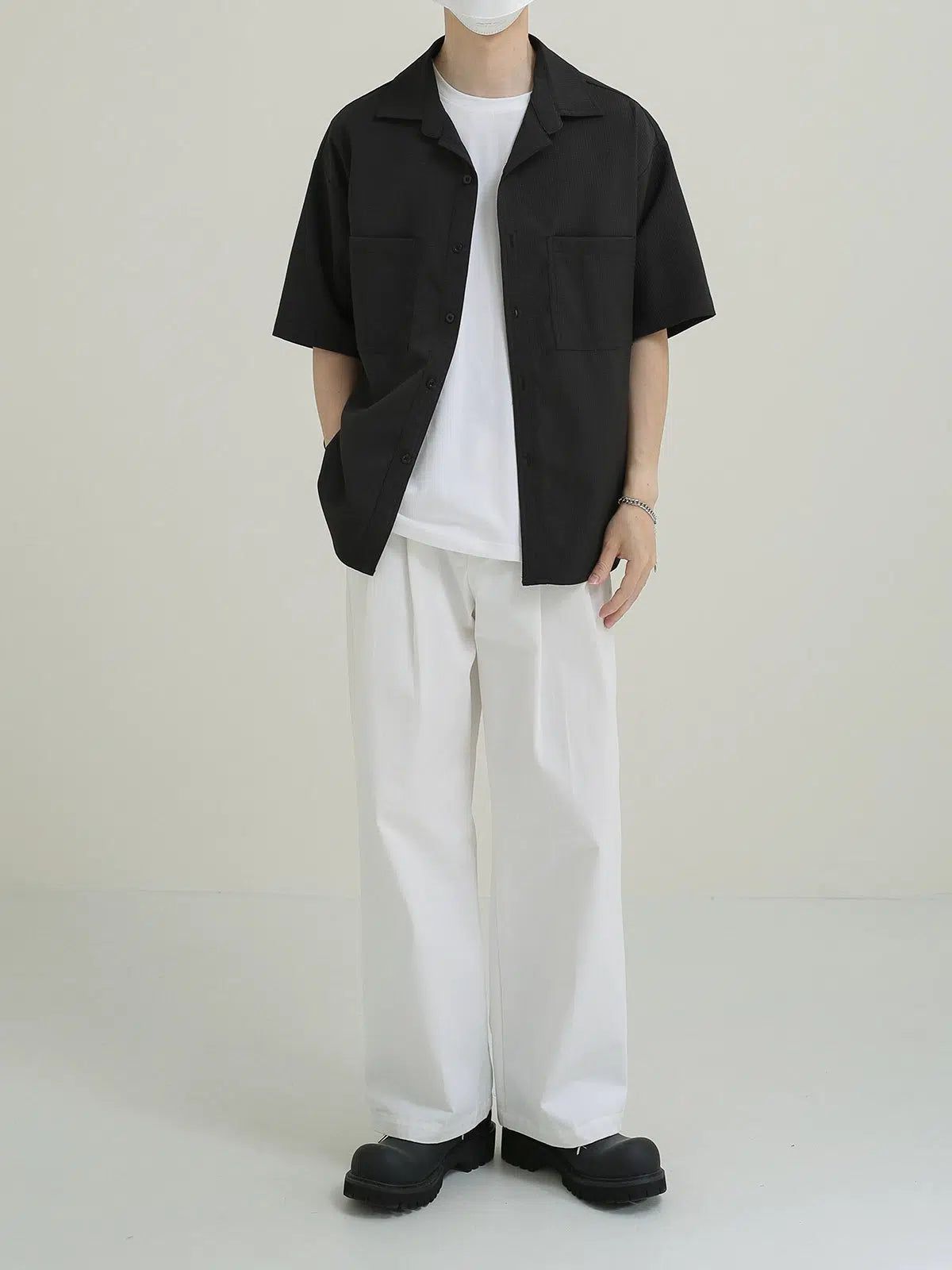 Zhou Vertical Stripes Textured Flannel Shirt-korean-fashion-Shirt-Zhou's Closet-OH Garments