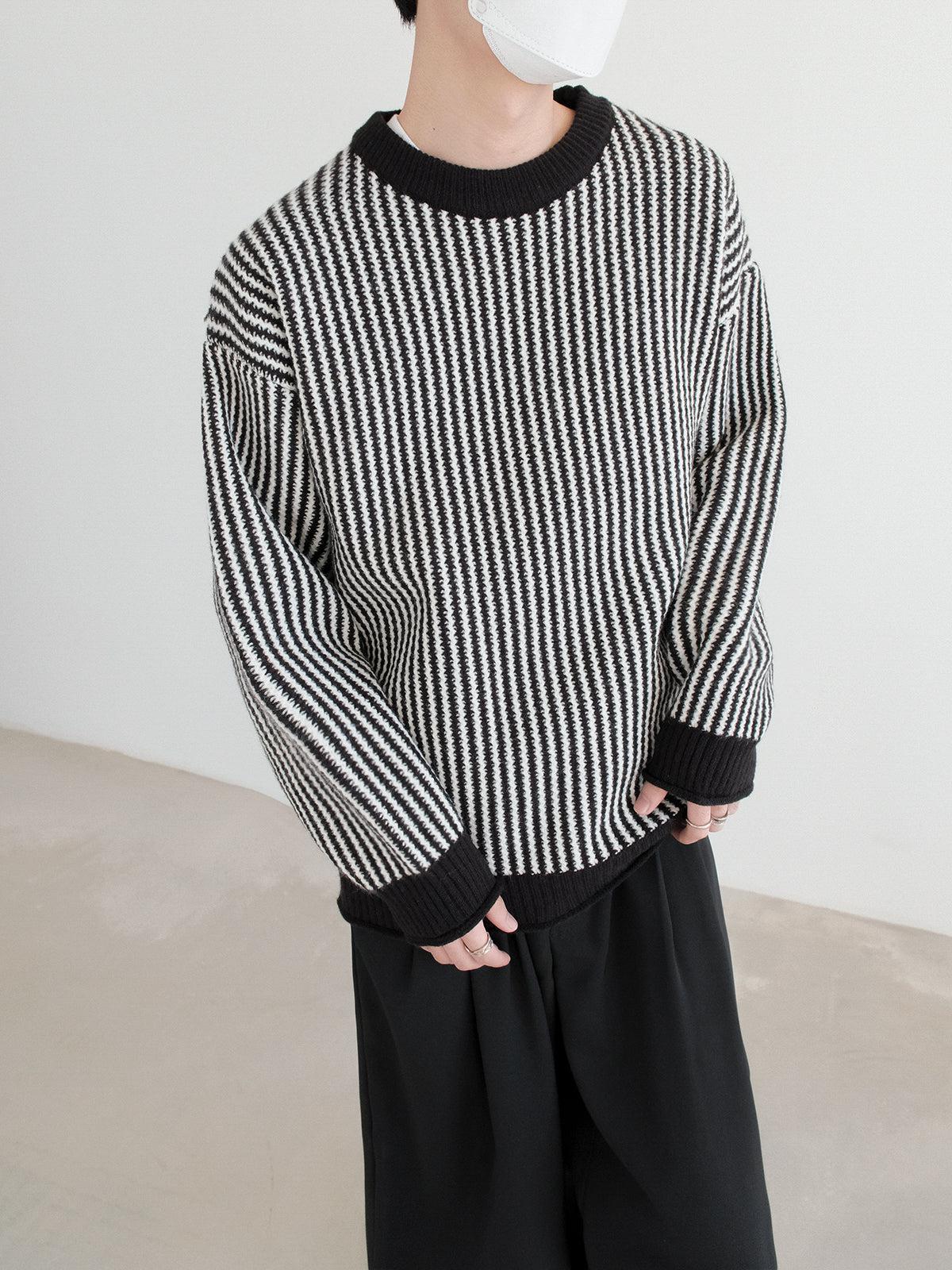 Zhou Vertical Stripes Thick Sweater-korean-fashion-Sweater-Zhou's Closet-OH Garments