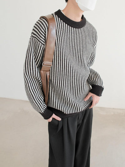 Zhou Vertical Stripes Thick Sweater-korean-fashion-Sweater-Zhou's Closet-OH Garments