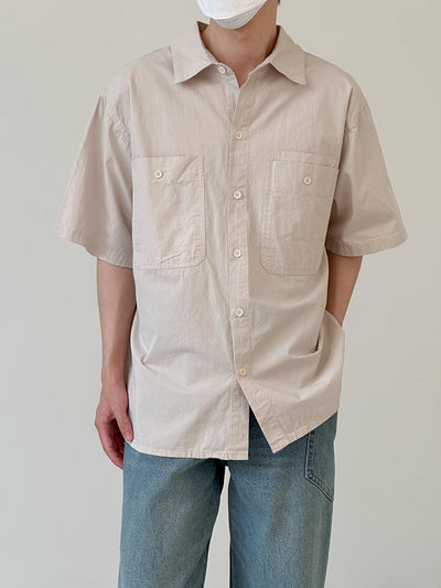 Zhou Vintage Breast Pocket Buttoned Shirt-korean-fashion-Shirt-Zhou's Closet-OH Garments
