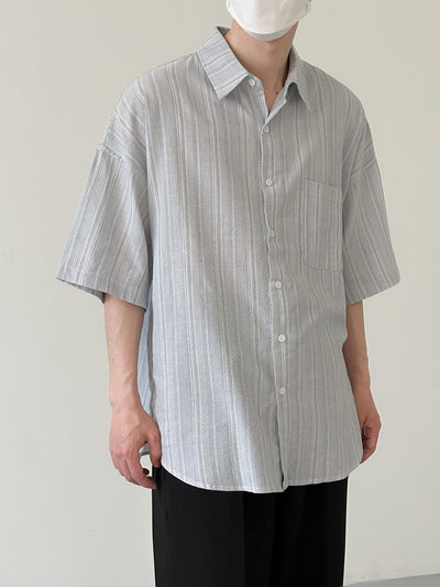 Zhou Vintage Front Pocket Stripes Buttoned Shirt-korean-fashion-Shirt-Zhou's Closet-OH Garments