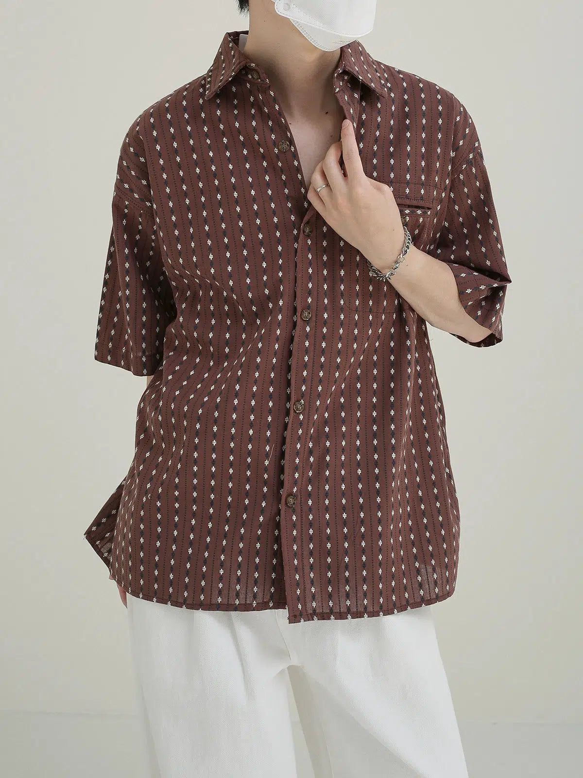 Zhou Vintage Stripes Pattern Shirt-korean-fashion-Shirt-Zhou's Closet-OH Garments