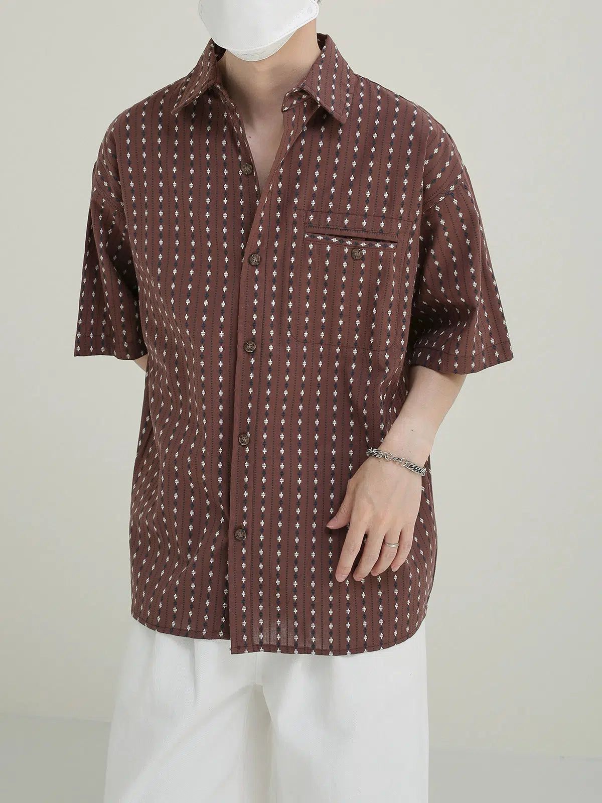 Zhou Vintage Stripes Pattern Shirt-korean-fashion-Shirt-Zhou's Closet-OH Garments