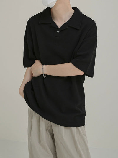 Zhou Waffle Knit Relaxed Fit Polo-korean-fashion-Polo-Zhou's Closet-OH Garments