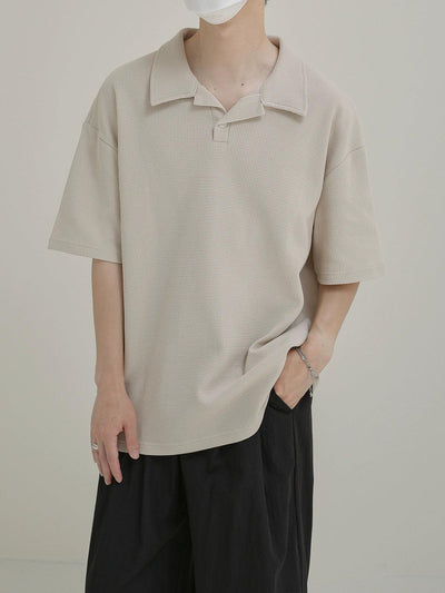 Zhou Waffle Knit Relaxed Fit Polo-korean-fashion-Polo-Zhou's Closet-OH Garments