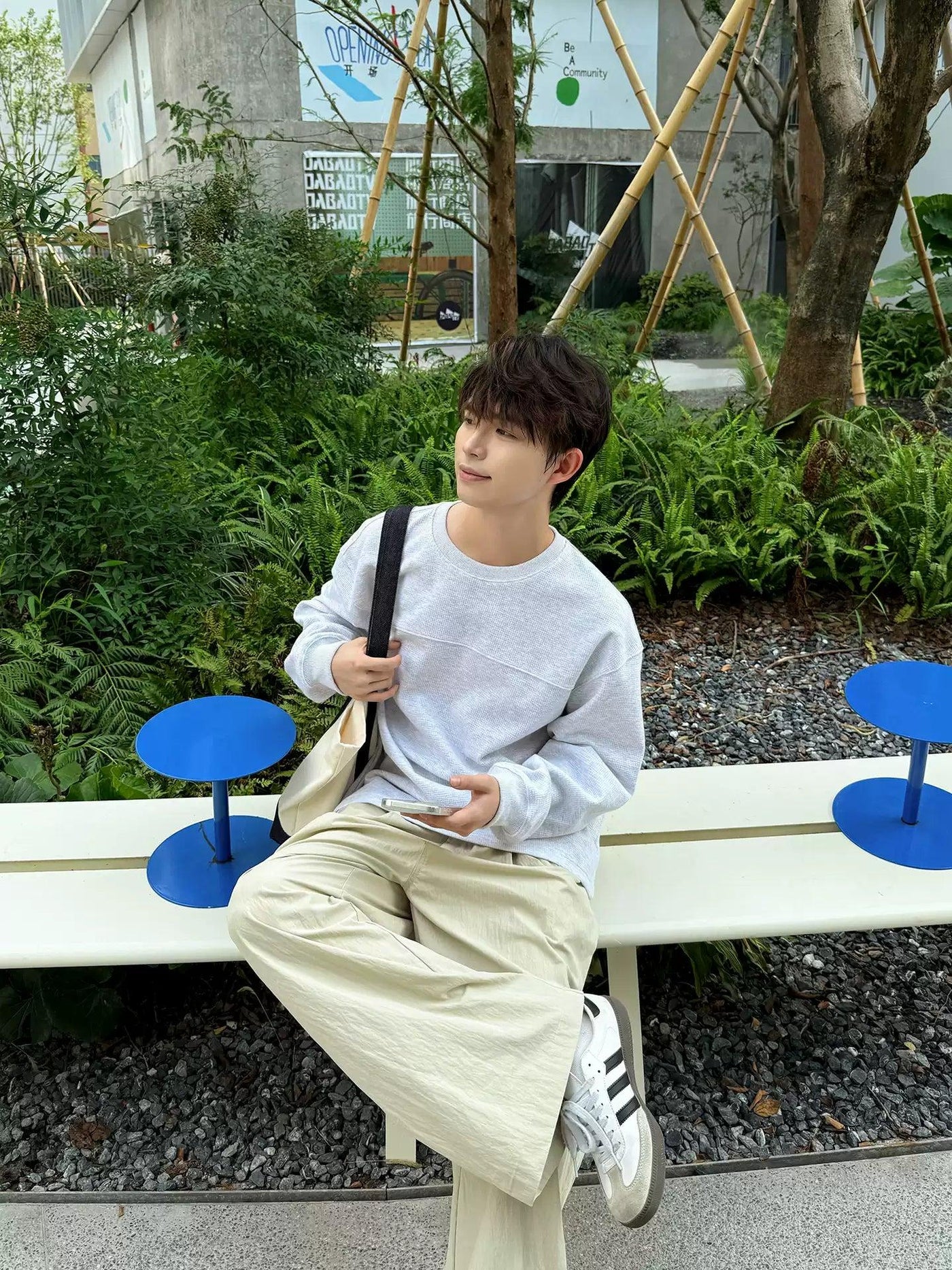 Zhou Waffle Textured L/S T-Shirt-korean-fashion-T-Shirt-Zhou's Closet-OH Garments