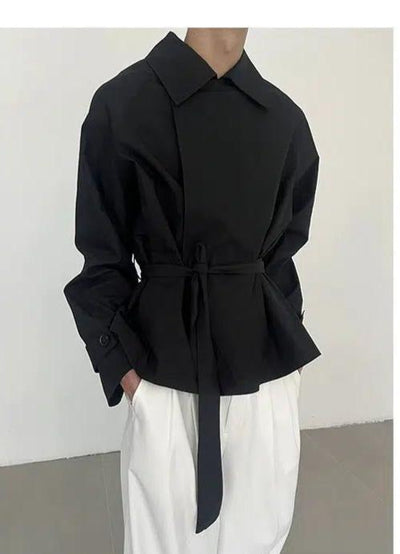 Zhou Waist Belt Buttoned Jacket-korean-fashion-Jacket-Zhou's Closet-OH Garments