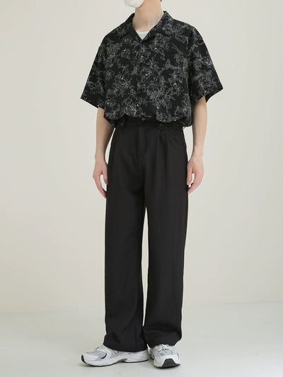Zhou Waist Buttons Straight Trousers-korean-fashion-Trousers-Zhou's Closet-OH Garments