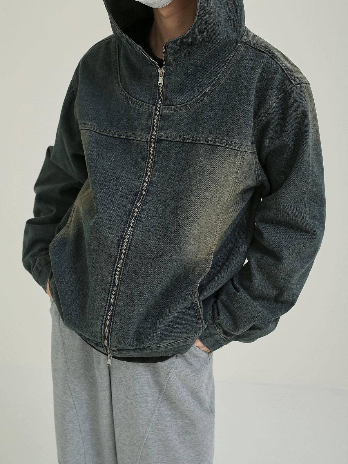 Zhou Washed and Hooded Denim Jacket-korean-fashion-Jacket-Zhou's Closet-OH Garments