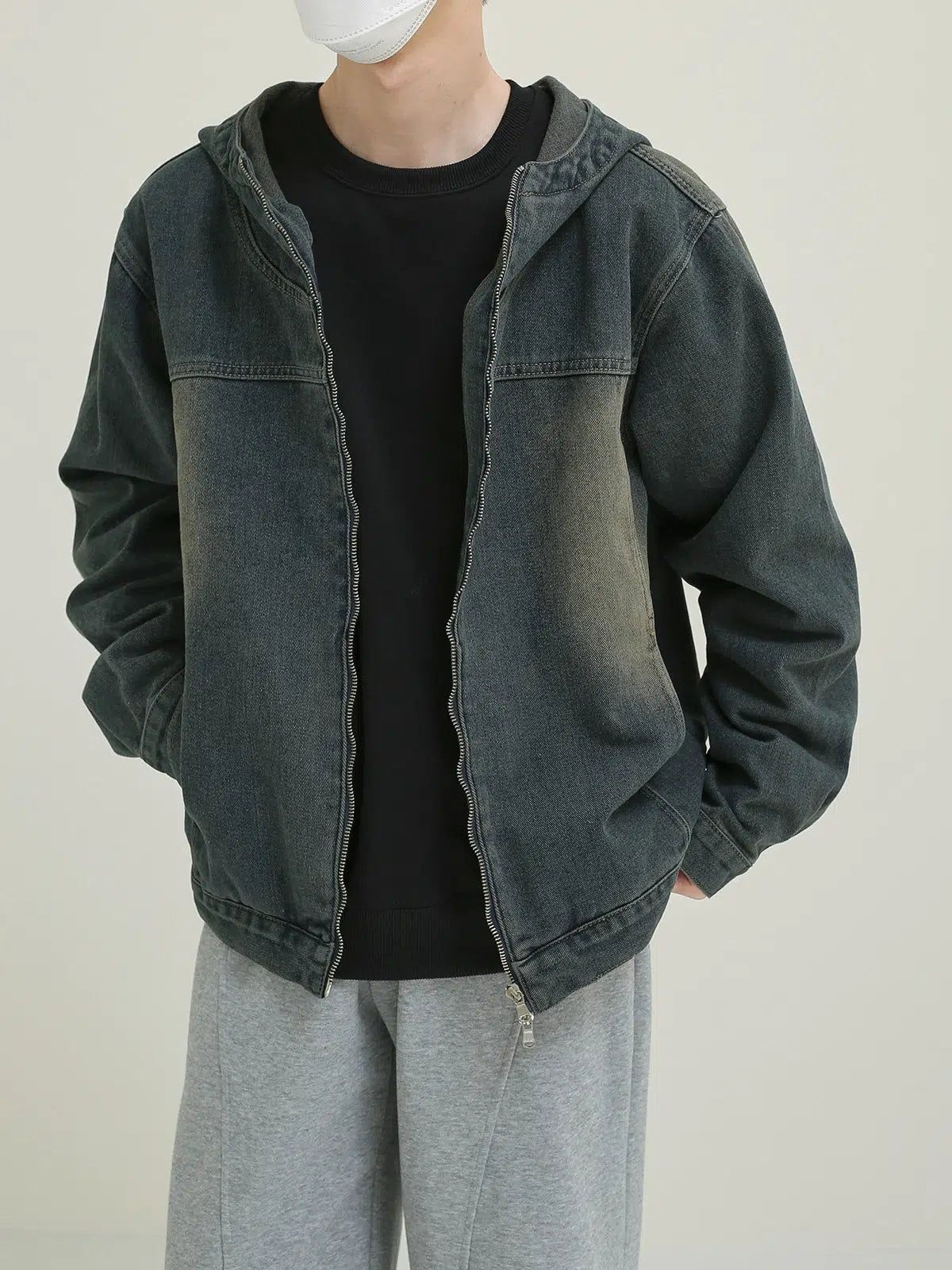 Zhou Washed and Hooded Denim Jacket-korean-fashion-Jacket-Zhou's Closet-OH Garments