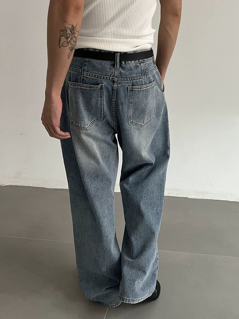 Zhou Washed and Whiskers Jeans-korean-fashion-Jeans-Zhou's Closet-OH Garments