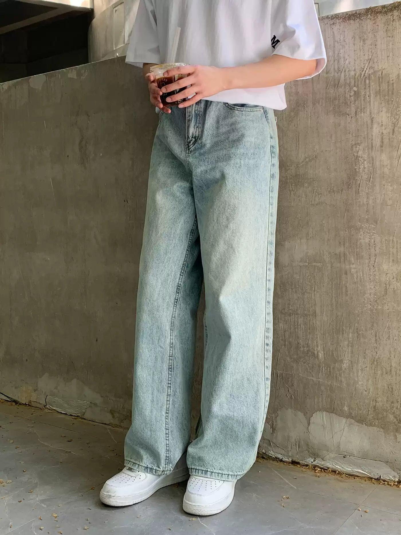 Zhou Washed Bootcut Straight Jeans-korean-fashion-Jeans-Zhou's Closet-OH Garments