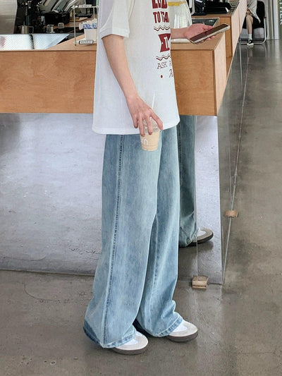 Zhou Washed & Faded Straight Jeans-korean-fashion-Jeans-Zhou's Closet-OH Garments