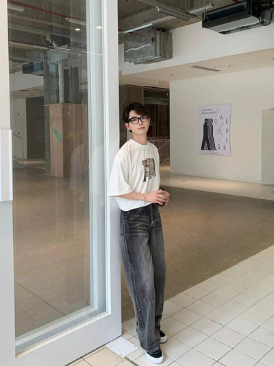 Zhou Washed & Faded Straight Jeans-korean-fashion-Jeans-Zhou's Closet-OH Garments