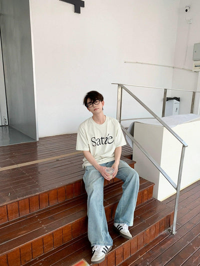 Zhou Washed & Faded Straight Jeans-korean-fashion-Jeans-Zhou's Closet-OH Garments