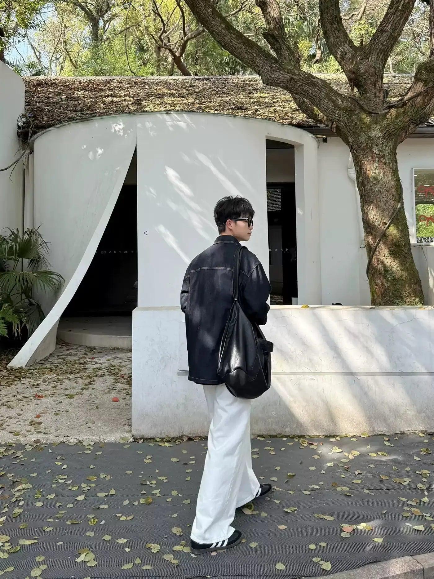 Zhou Washed Pocket Detail Denim Shirt-korean-fashion-Shirt-Zhou's Closet-OH Garments
