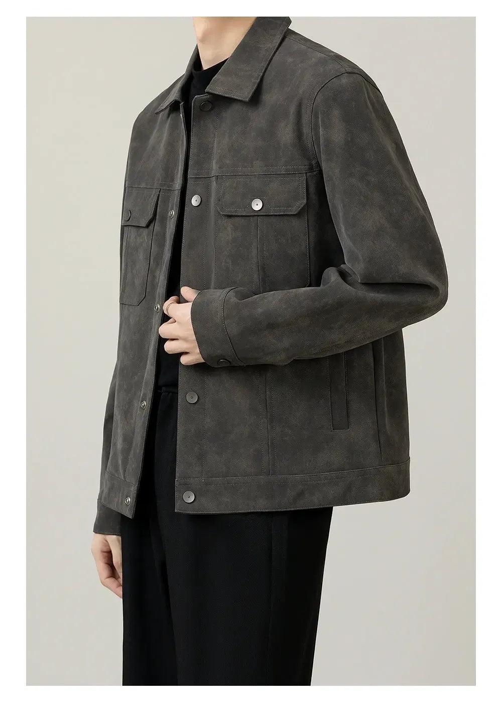 Zhou Washed PU Leather Jacket-korean-fashion-Jacket-Zhou's Closet-OH Garments