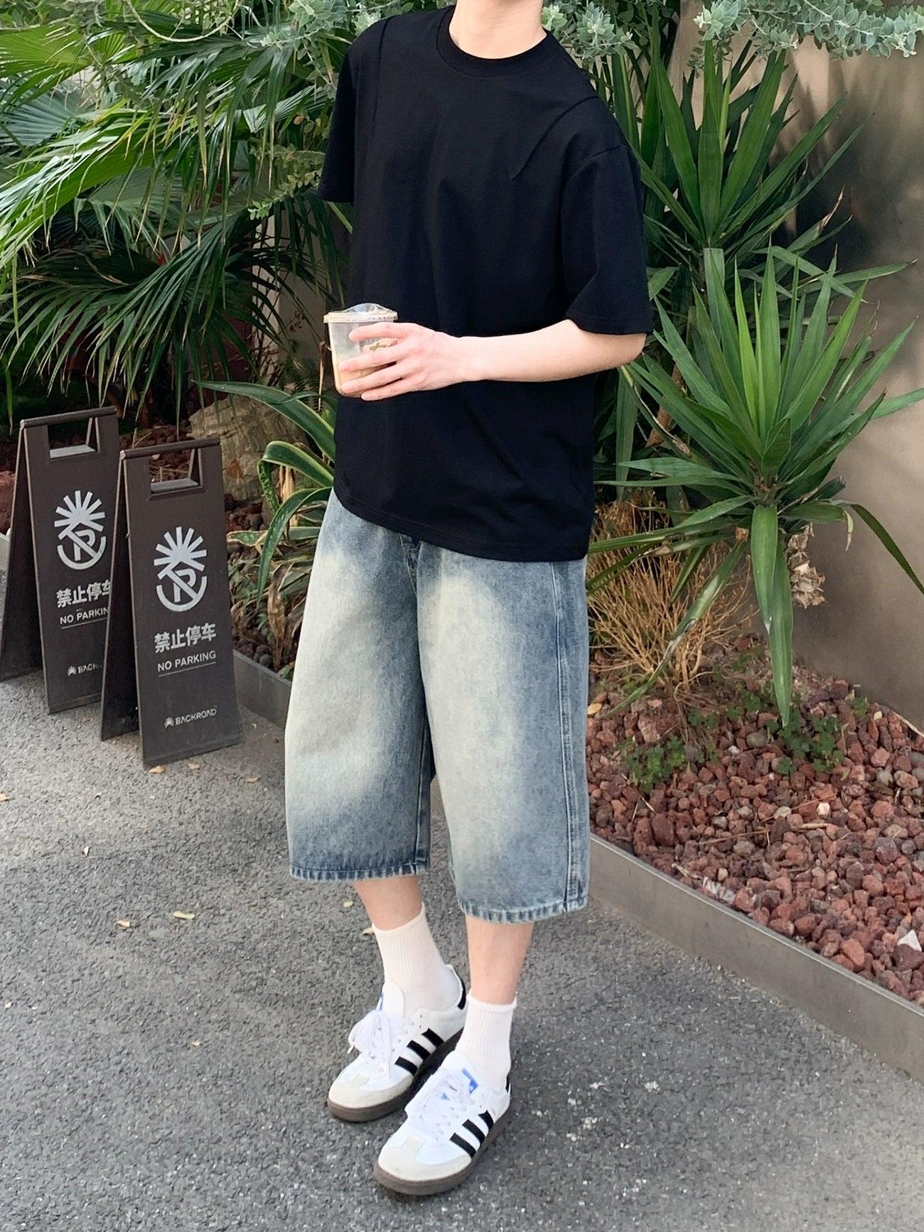 Zhou Washed Relaxed Fit Denim Shorts-korean-fashion-Shorts-Zhou's Closet-OH Garments
