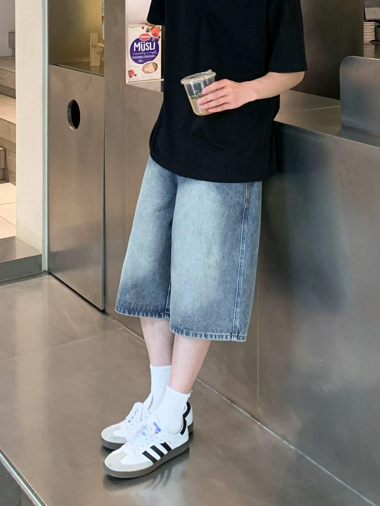 Zhou Washed Relaxed Fit Denim Shorts-korean-fashion-Shorts-Zhou's Closet-OH Garments