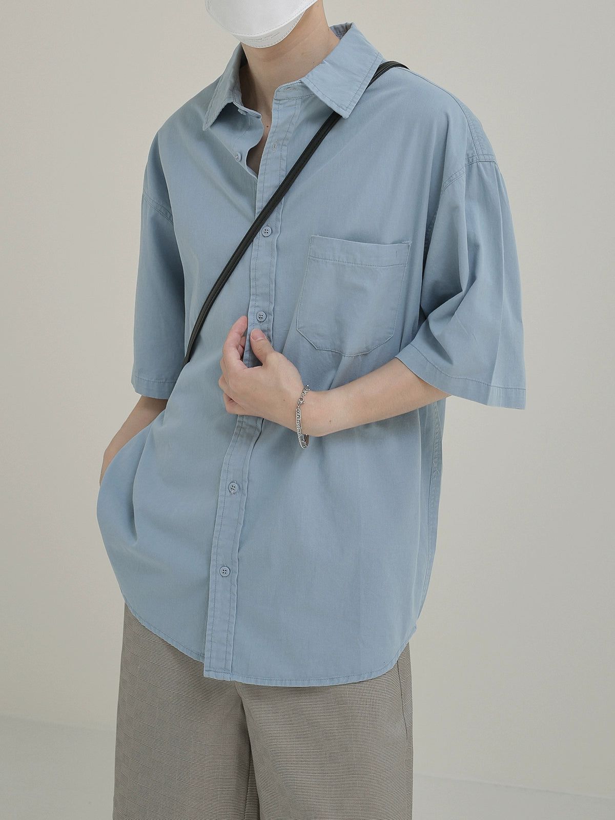 Zhou Washed Relaxed Fit Short Sleeve Shirt-korean-fashion-Shirt-Zhou's Closet-OH Garments