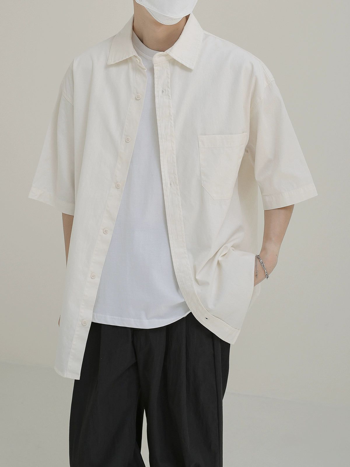 Zhou Washed Relaxed Fit Short Sleeve Shirt-korean-fashion-Shirt-Zhou's Closet-OH Garments