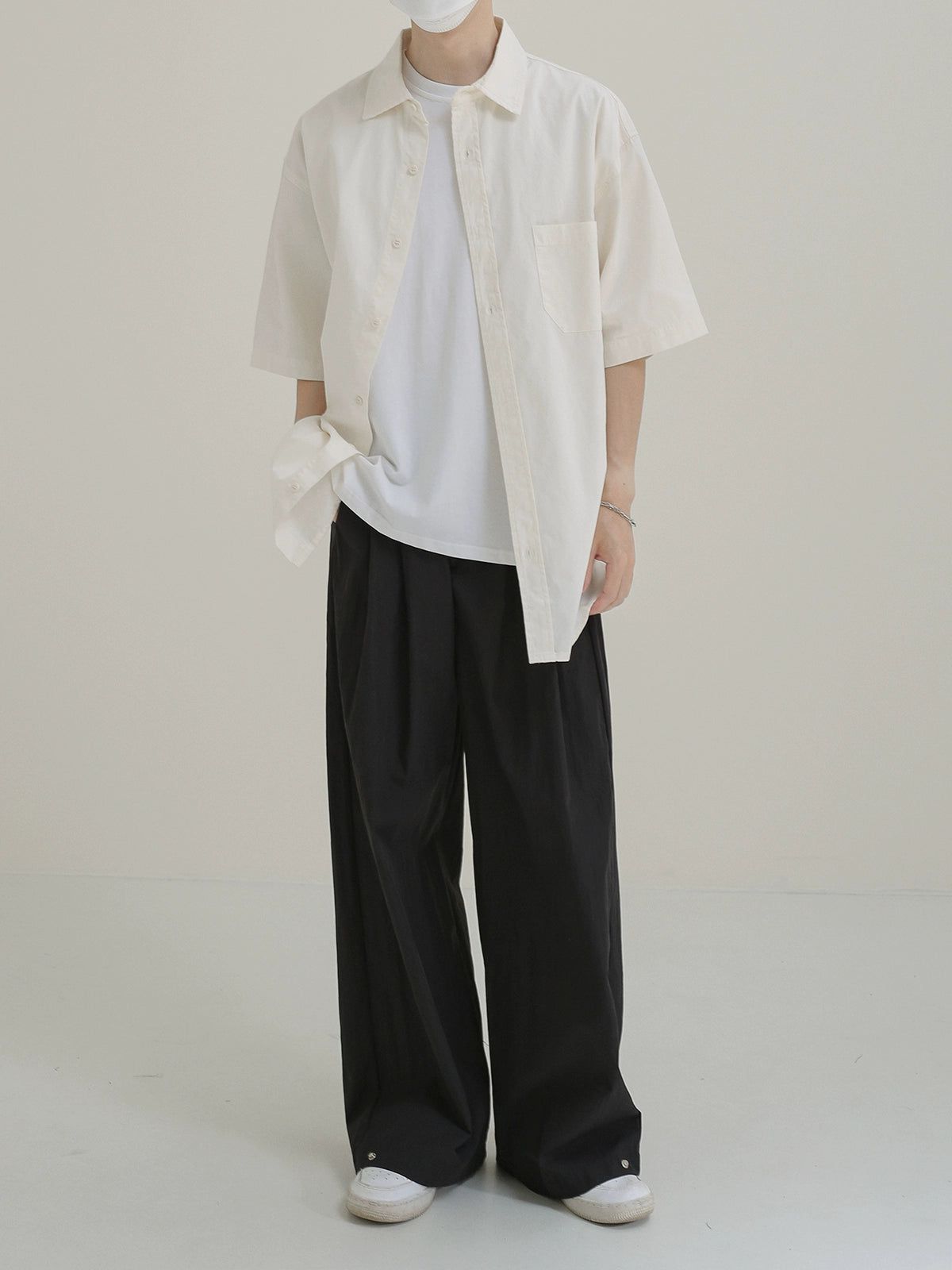 Zhou Washed Relaxed Fit Short Sleeve Shirt-korean-fashion-Shirt-Zhou's Closet-OH Garments