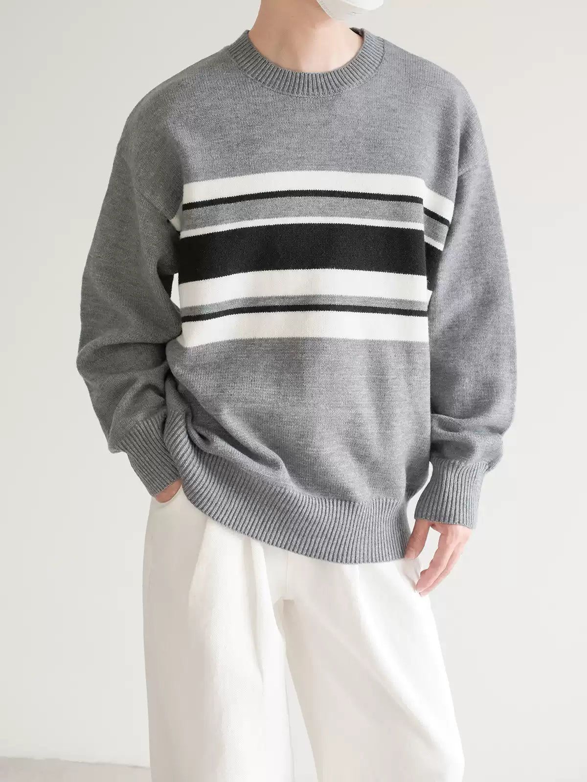 Zhou Wide Sleeve Striped Sweater-korean-fashion-Sweater-Zhou's Closet-OH Garments