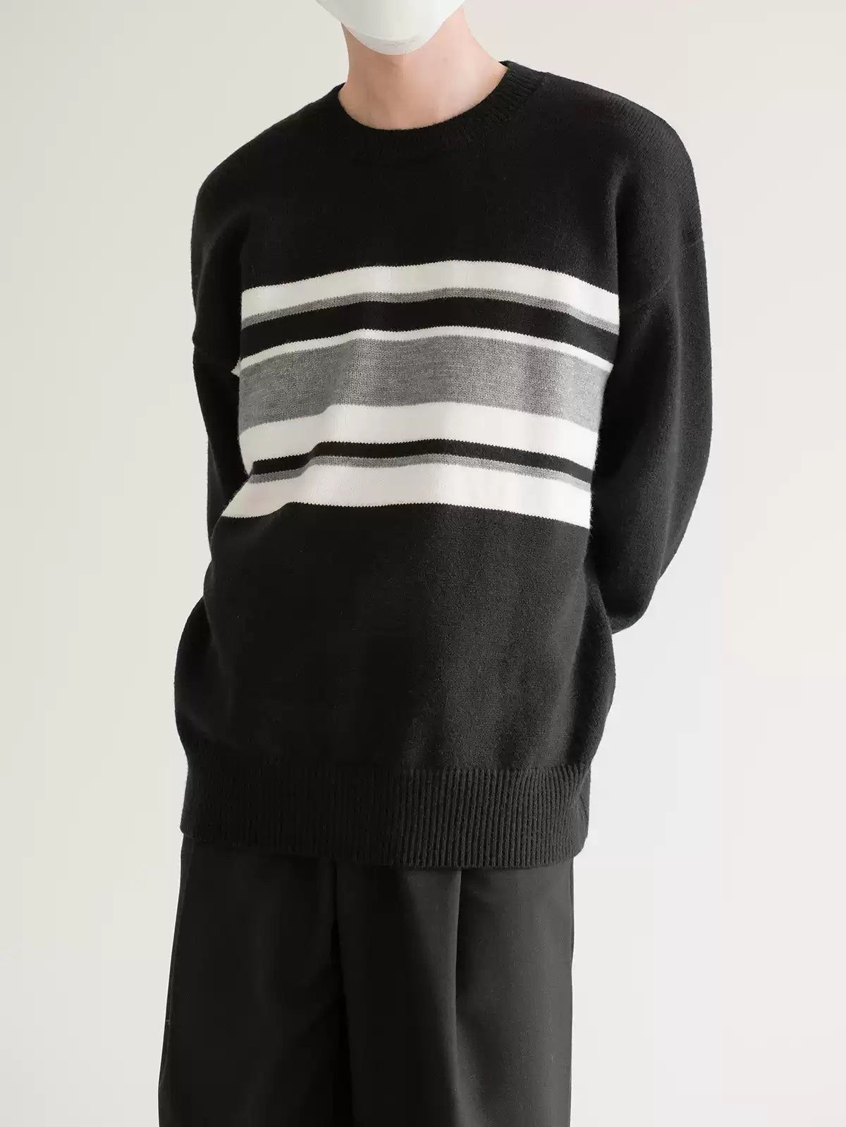 Zhou Wide Sleeve Striped Sweater-korean-fashion-Sweater-Zhou's Closet-OH Garments