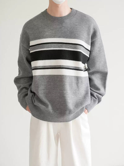 Zhou Wide Sleeve Striped Sweater-korean-fashion-Sweater-Zhou's Closet-OH Garments