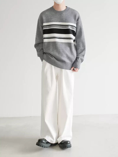 Zhou Wide Sleeve Striped Sweater-korean-fashion-Sweater-Zhou's Closet-OH Garments