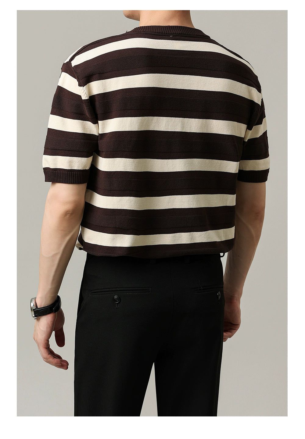 Zhou Wide Stripe Casual T-Shirt-korean-fashion-T-Shirt-Zhou's Closet-OH Garments