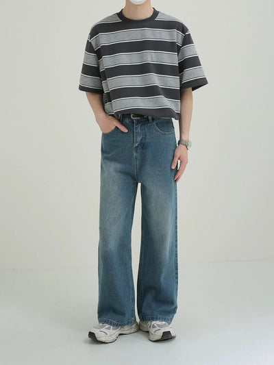Zhou Wide Striped T-Shirt-korean-fashion-T-Shirt-Zhou's Closet-OH Garments