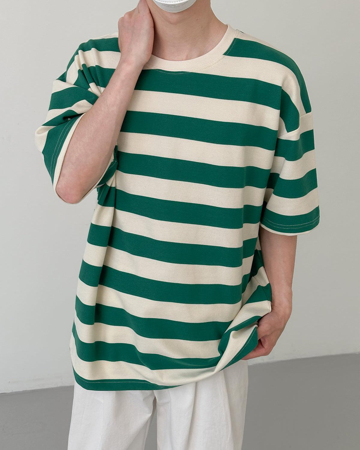 Zhou Wide Stripes Casual T-Shirt-korean-fashion-T-Shirt-Zhou's Closet-OH Garments