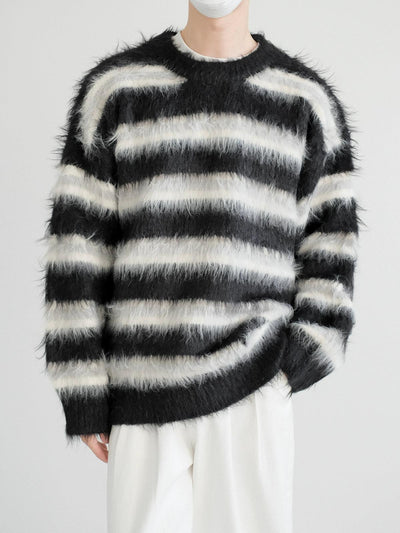 Zhou Wide Stripes Mohair Sweater-korean-fashion-Sweater-Zhou's Closet-OH Garments