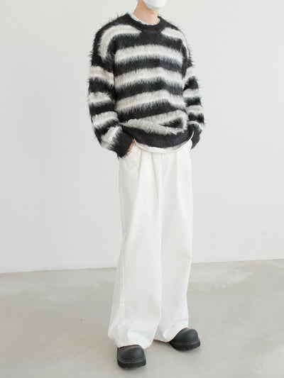 Zhou Wide Stripes Mohair Sweater-korean-fashion-Sweater-Zhou's Closet-OH Garments