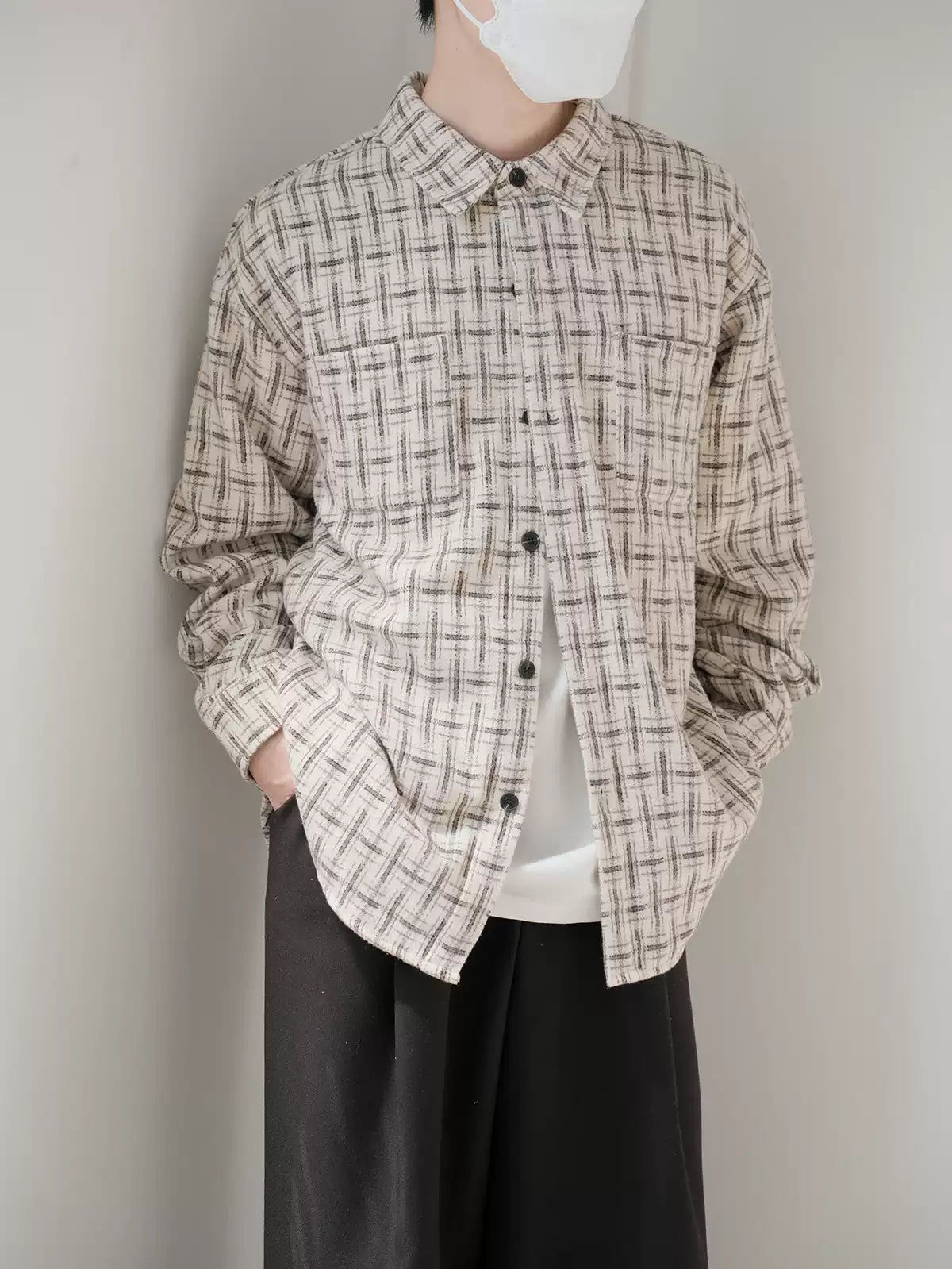 Zhou Woolen Thick Plaid Shirt-korean-fashion-Shirt-Zhou's Closet-OH Garments