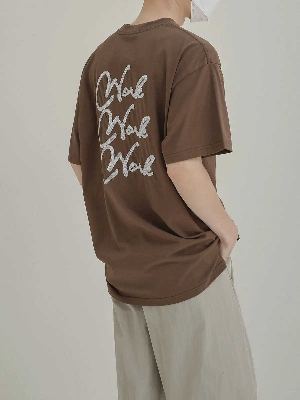 Zhou Work Cursive Text T-Shirt-korean-fashion-T-Shirt-Zhou's Closet-OH Garments
