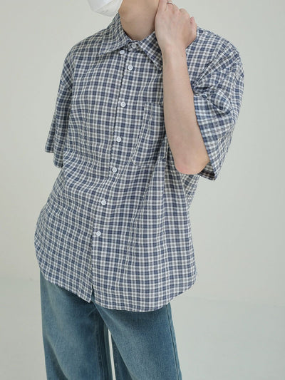 Zhou Workwear Plaid Buttoned Shirt-korean-fashion-Shirt-Zhou's Closet-OH Garments