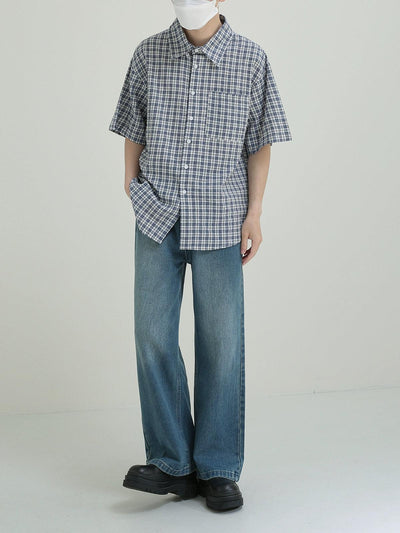 Zhou Workwear Plaid Buttoned Shirt-korean-fashion-Shirt-Zhou's Closet-OH Garments