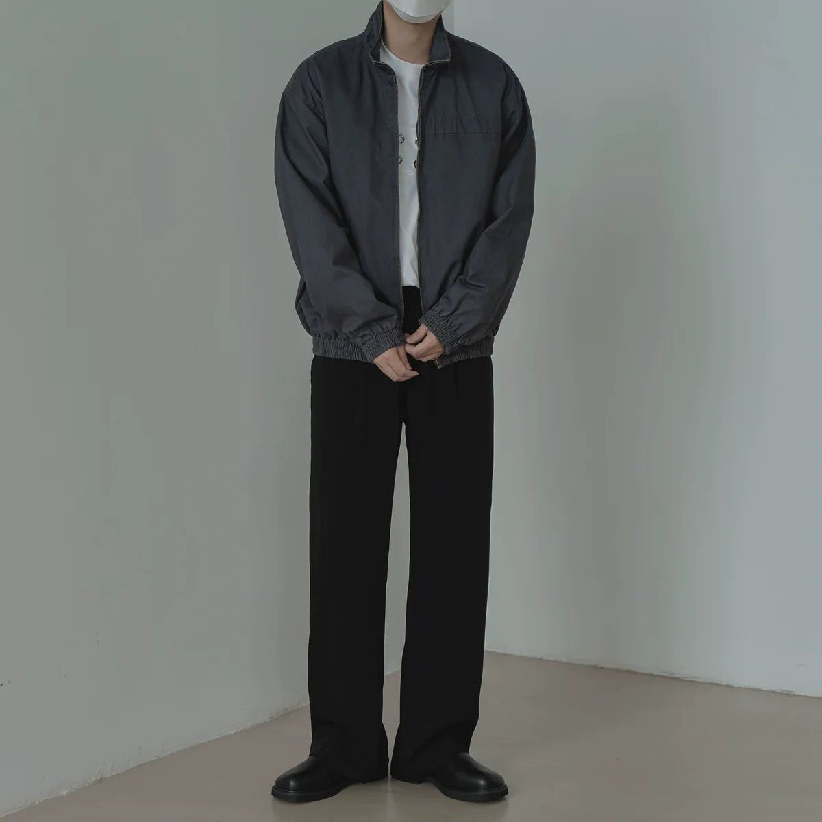 Zhou Zip-Up Ruched Hem Jacket-korean-fashion-Jacket-Zhou's Closet-OH Garments
