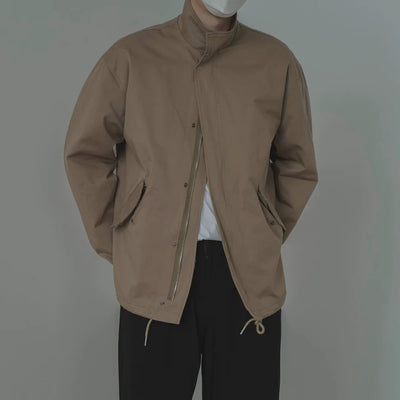Zhou Zipped and Snap Buttons Jacket-korean-fashion-Jacket-Zhou's Closet-OH Garments