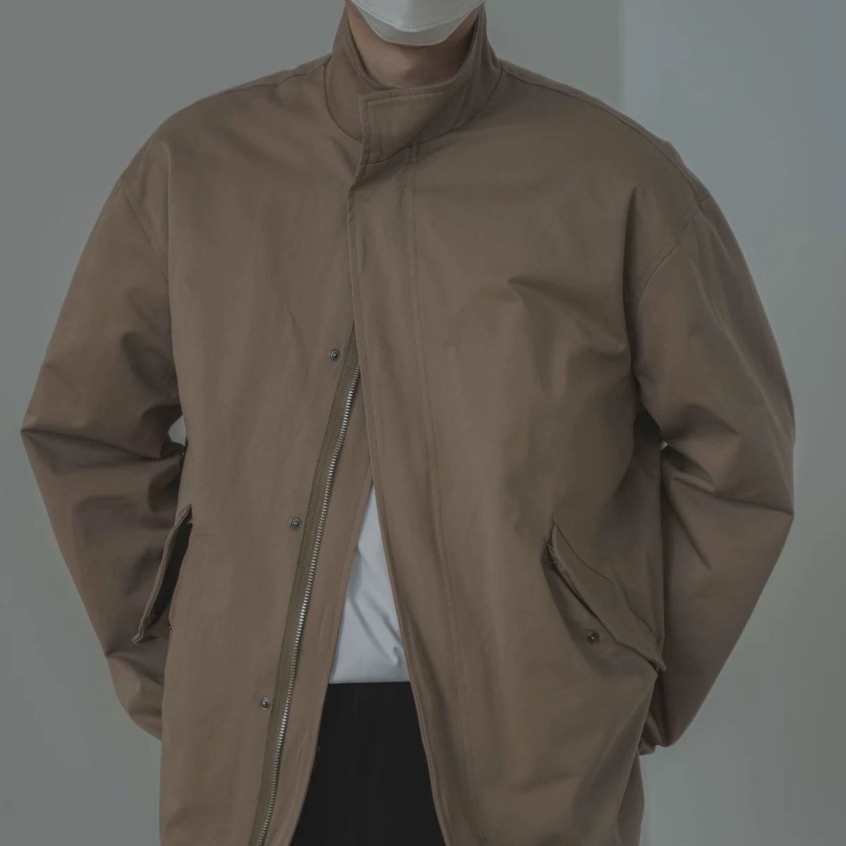 Zhou Zipped and Snap Buttons Jacket-korean-fashion-Jacket-Zhou's Closet-OH Garments