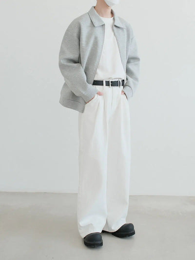 Zhou Zipped Cotton and Collared Jacket-korean-fashion-Jacket-Zhou's Closet-OH Garments