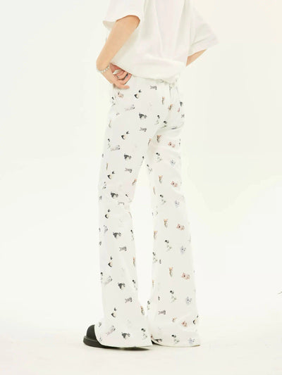 ZZ Cat Full-Print Flared Pants-korean-fashion-Pants-ZZ's Closet-OH Garments